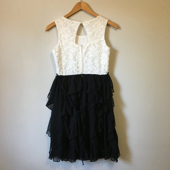 Cyndi Lauper Speechless White Lace and Black Layered Chiffon Dress - Picture 3 of 16